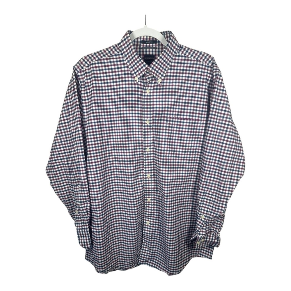 Dockers Men's Large Checkered Button-Down Shirt Classic Fit Casual